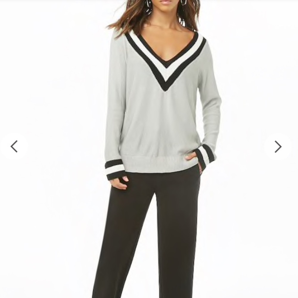 Purl knit varsity sweater